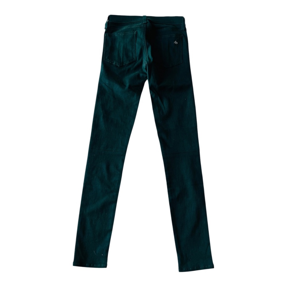 Rag & Bone Jean Hyde Skinny Lambs Leather Suede Green Teal Blue Green size 24 - Picture 9 of 12